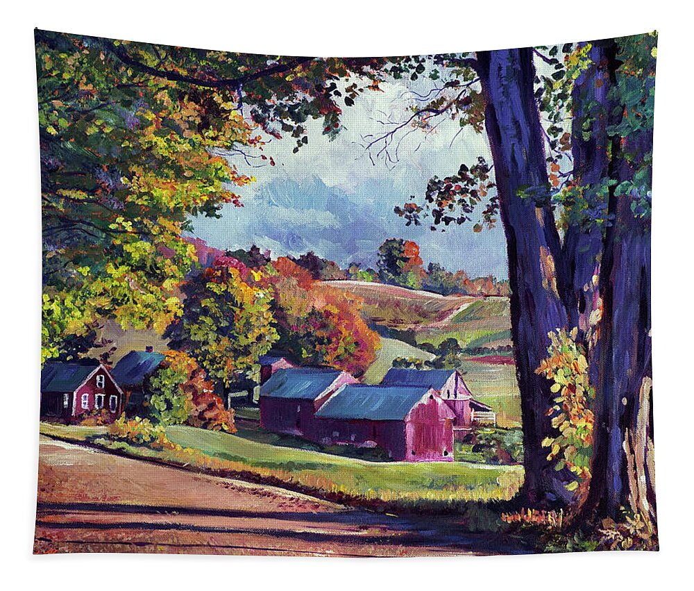 Landscape Tapestry featuring the painting Down To The Farm by David Lloyd Glover