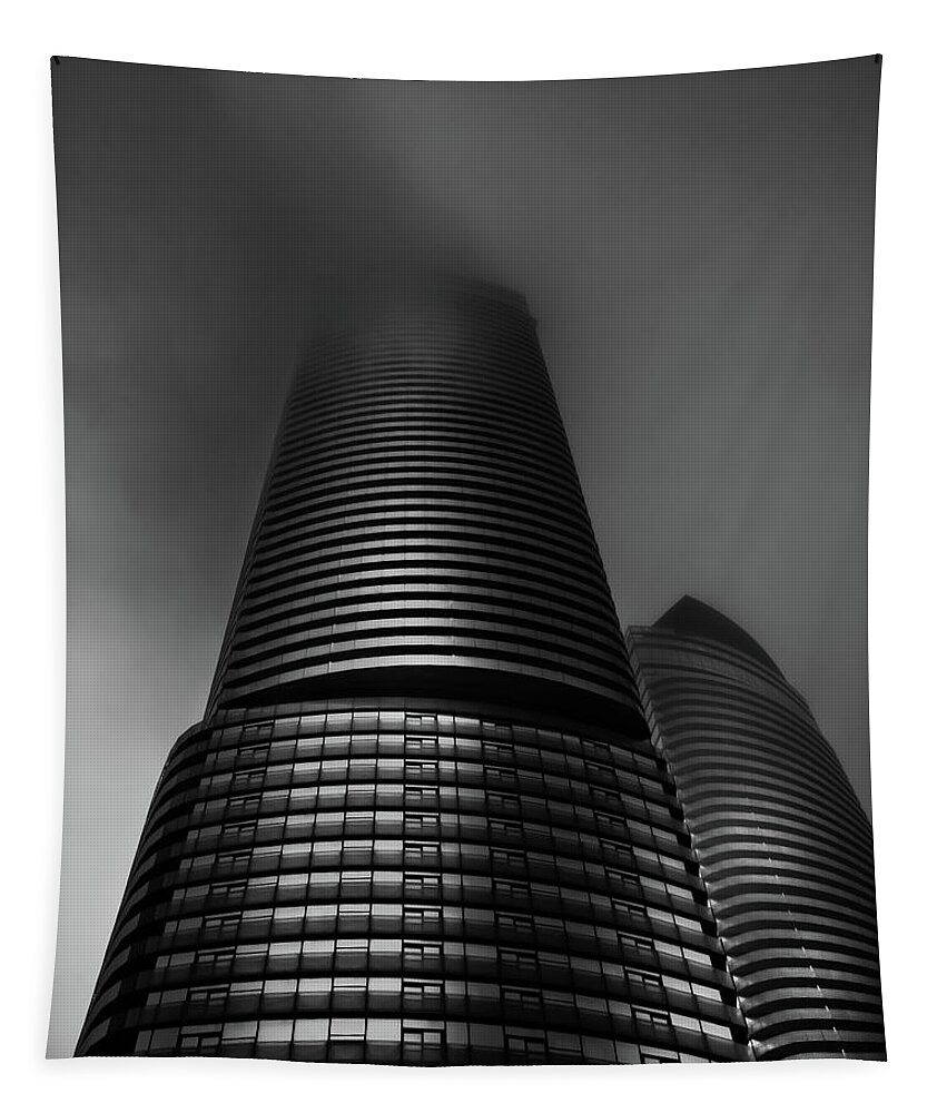 Toronto Tapestry featuring the photograph Downtown Toronto Fogfest No 21 by Brian Carson