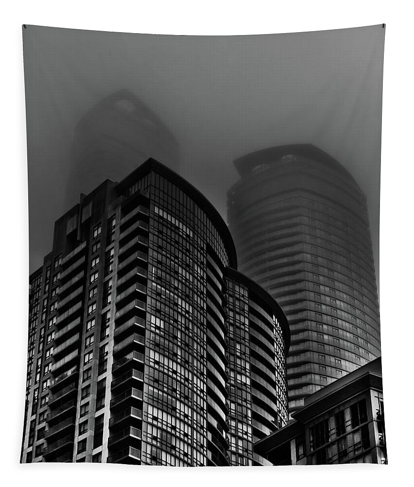 Toronto Tapestry featuring the photograph Downtown Toronto Fogfest No 22 by Brian Carson