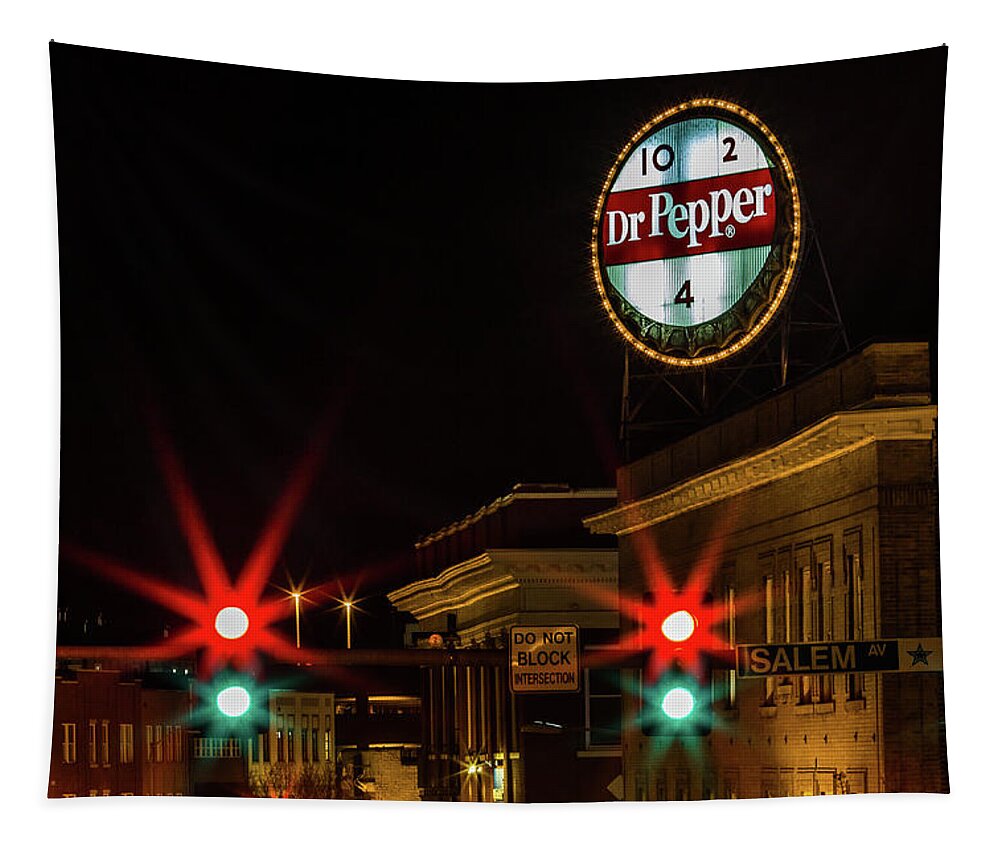  Dr Pepper Sign Neon Sign Tapestry featuring the photograph Dr Pepper Neon Sign Roanoke, Virginia. by Julieta Belmont