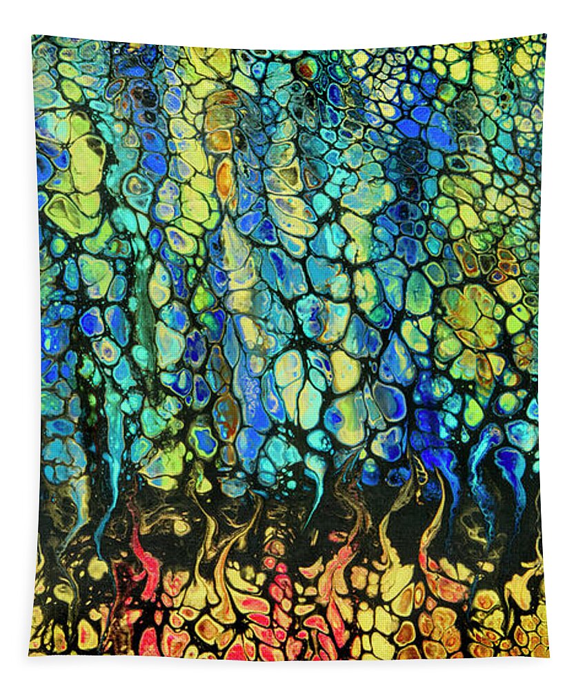 Abstract Tapestry featuring the painting Dragon Pebbles by Lucy Arnold