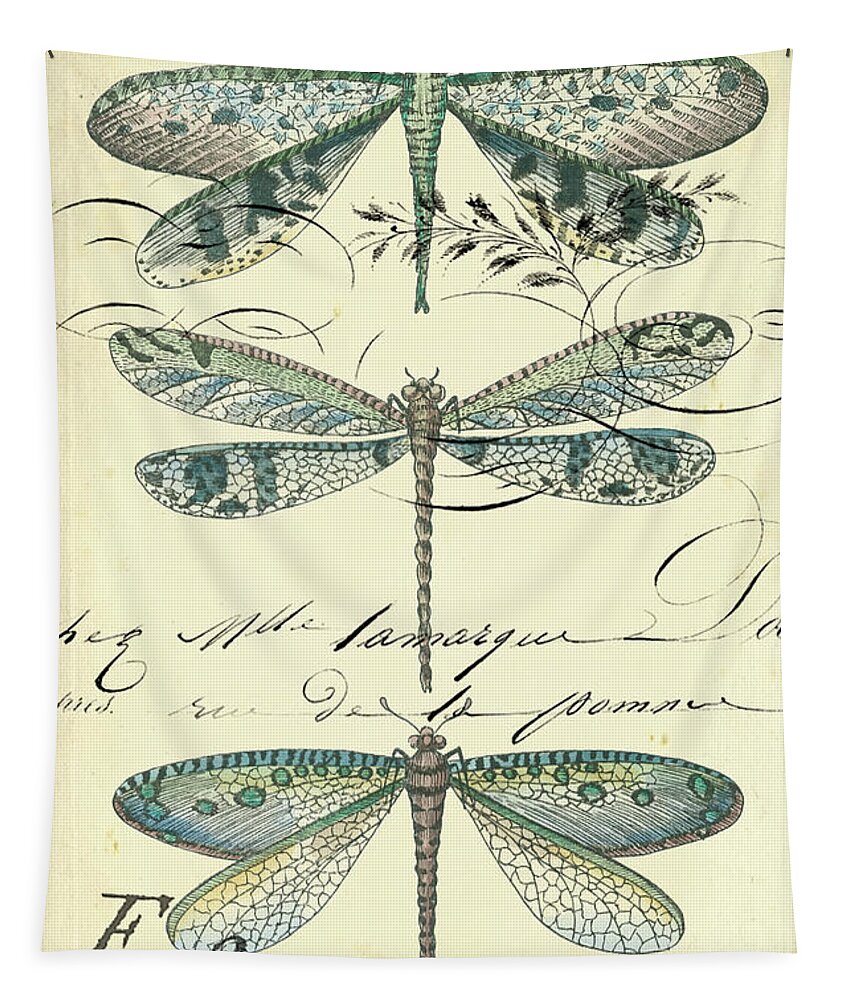 Decorative Tapestry featuring the painting Dragonfly Ephemera II by Chariklia Zarris