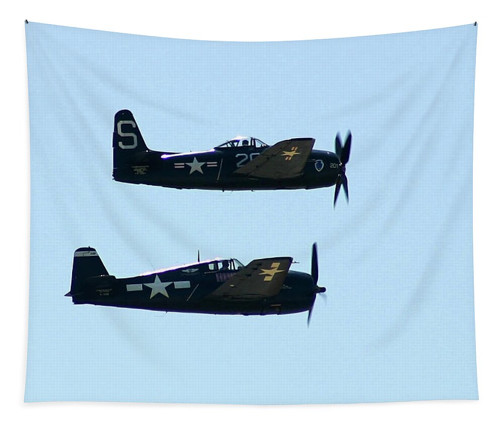 Dual Prop Planes Tapestry featuring the photograph Dual Prop Planes by Anthony Jones