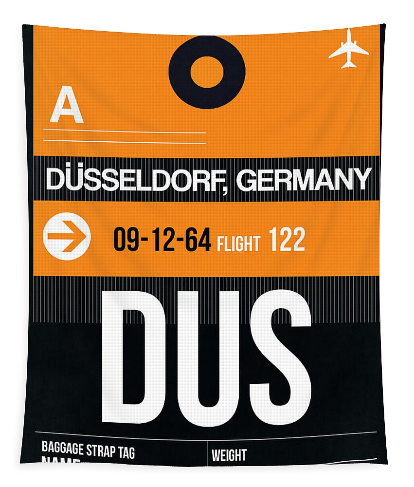  Tapestry featuring the digital art DUS Dusseldorf Luggage Tag II by Naxart Studio