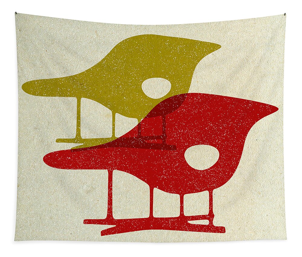Mid-century Tapestry featuring the digital art Eames La Chaise Chairs I by Naxart Studio