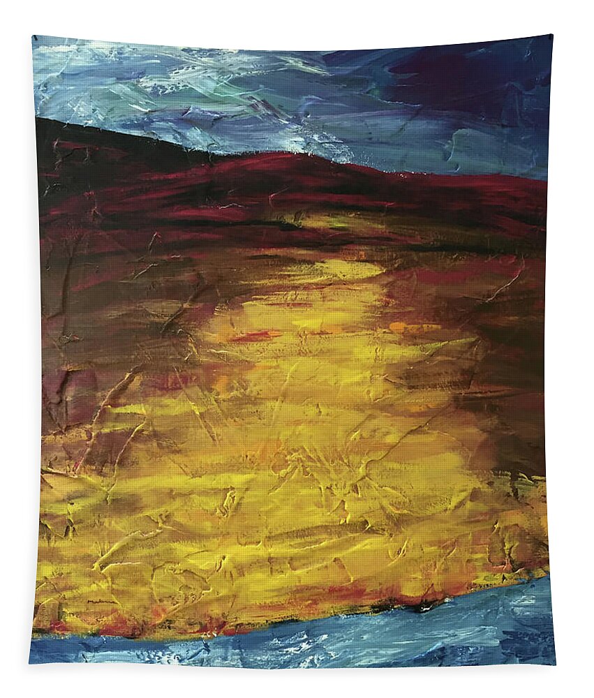 Abstract Tapestry featuring the painting Earth In The Between by Carrie MaKenna