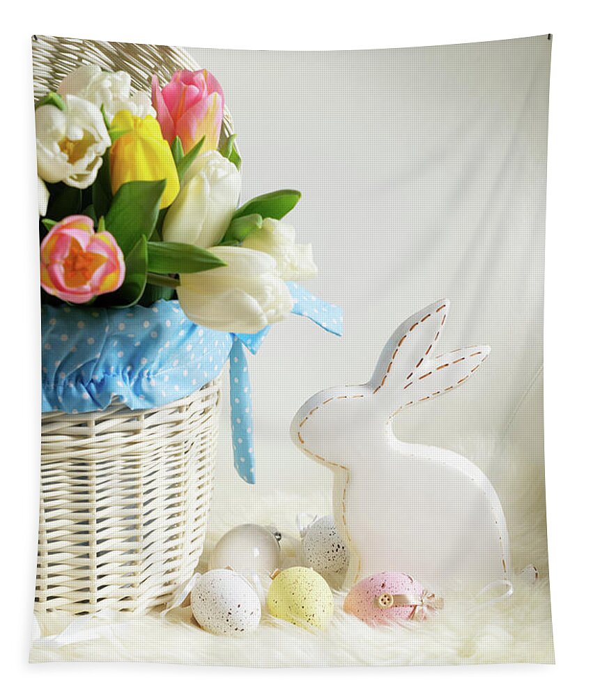 Easter Tapestry featuring the photograph Easter Rabbit Nest by Anastasy Yarmolovich