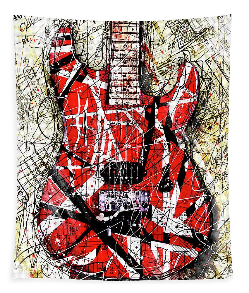 Guitar Art Tapestry featuring the digital art Eddie's Axe by Gary Bodnar
