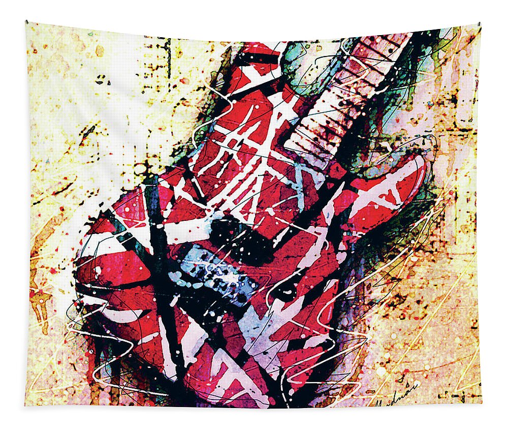 Guitar Tapestry featuring the digital art Eddie's Guitar Variation 07 by Gary Bodnar