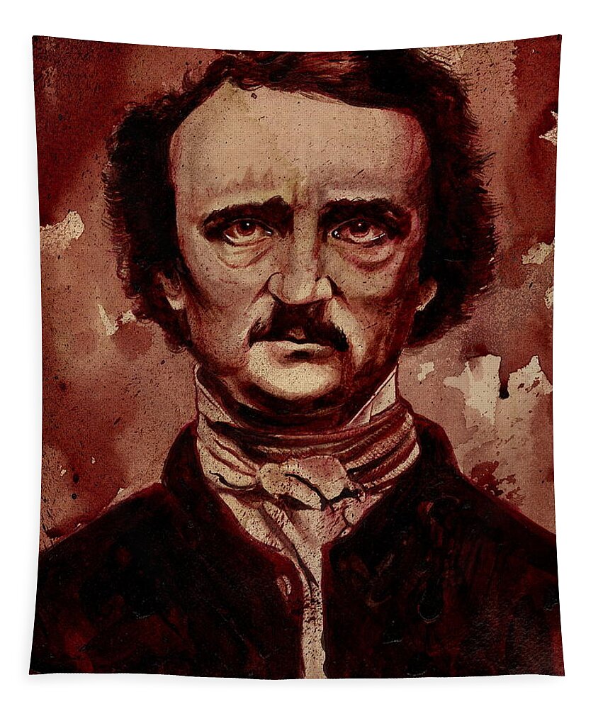 Ryanalmighty Tapestry featuring the painting EDGAR ALLAN POE dry blood by Ryan Almighty