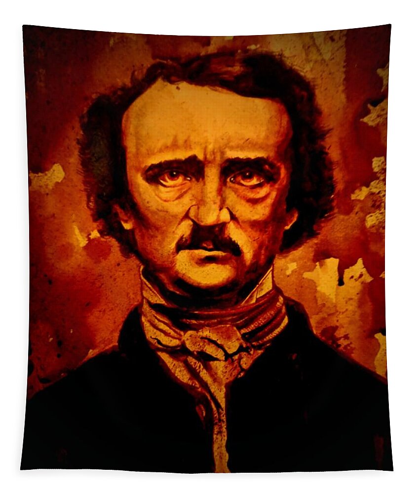 Ryanalmighty Tapestry featuring the painting EDGAR ALLAN POE fresh blood by Ryan Almighty