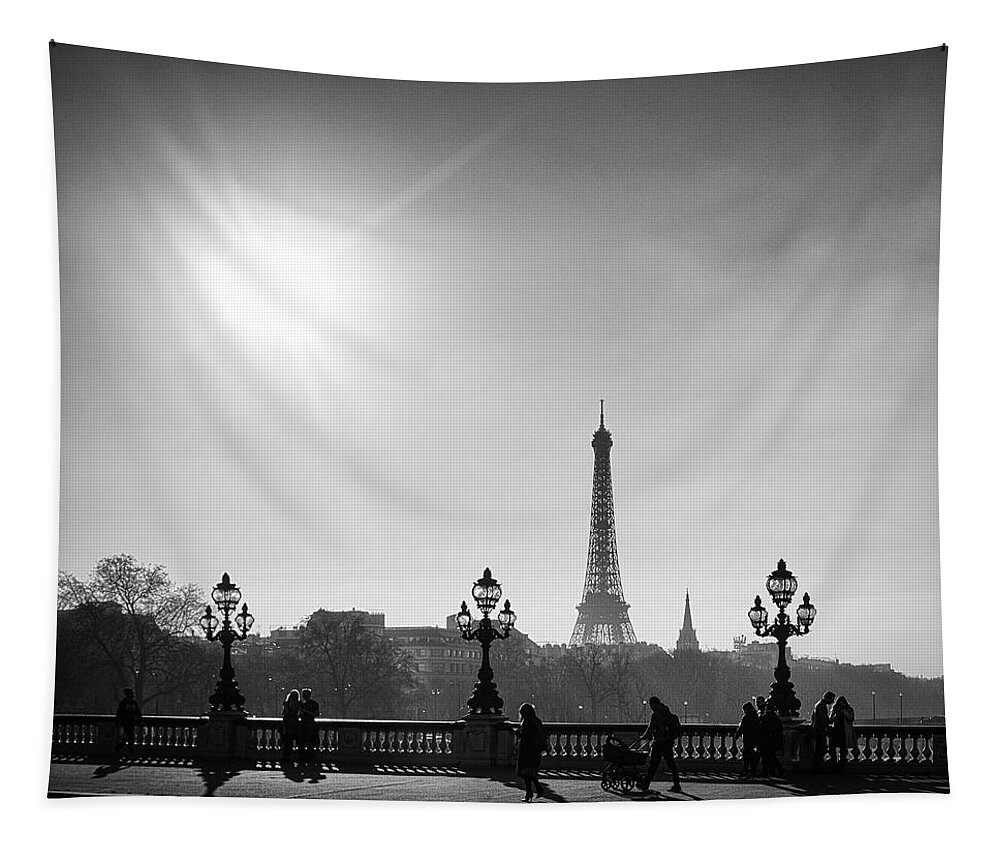 Eiffel Tapestry featuring the photograph Eiffel Tower from Pont Alexandre 1 by Nigel R Bell