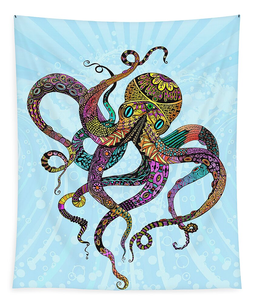 Octopus Tapestry featuring the digital art Electric Octopus by Tammy Wetzel