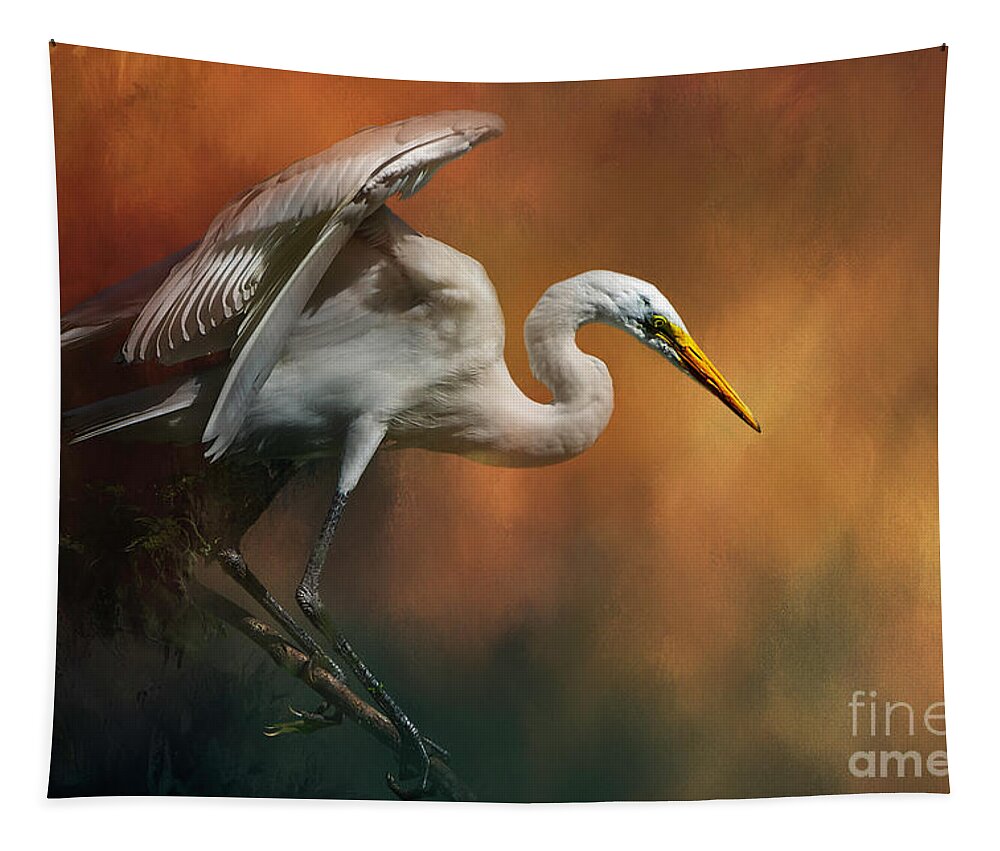 Bird Tapestry featuring the mixed media Elegance by Marvin Spates