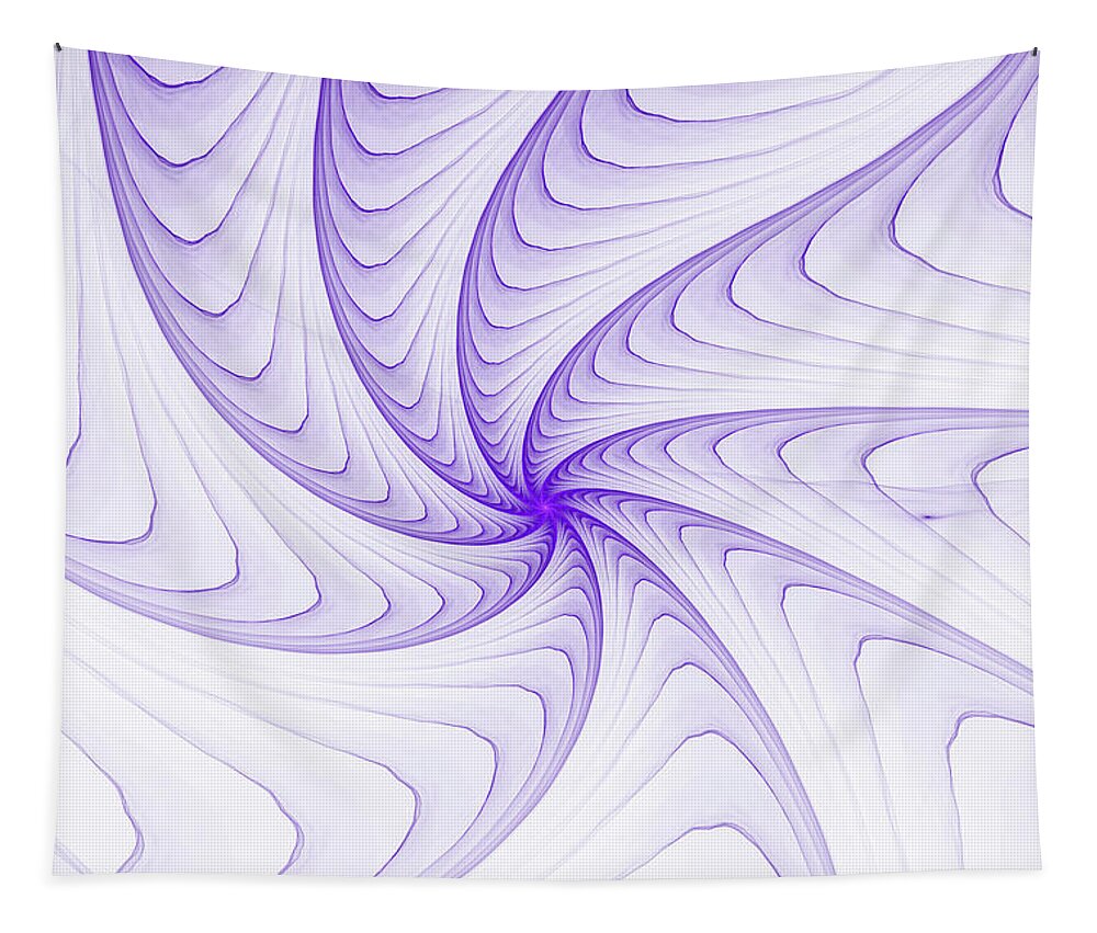 Spiral Tapestry featuring the digital art Elegant Fractal Spiral purple and white by Matthias Hauser