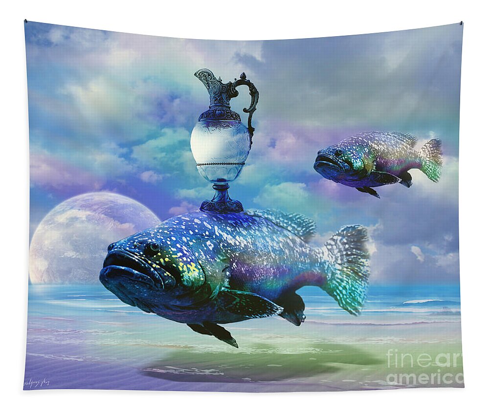 Fish Tapestry featuring the digital art Elixir of eternal life by Alexa Szlavics