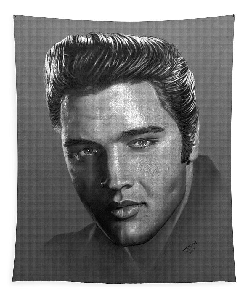 Elvis Presley Tapestry featuring the drawing Elvis Presley by JPW Artist