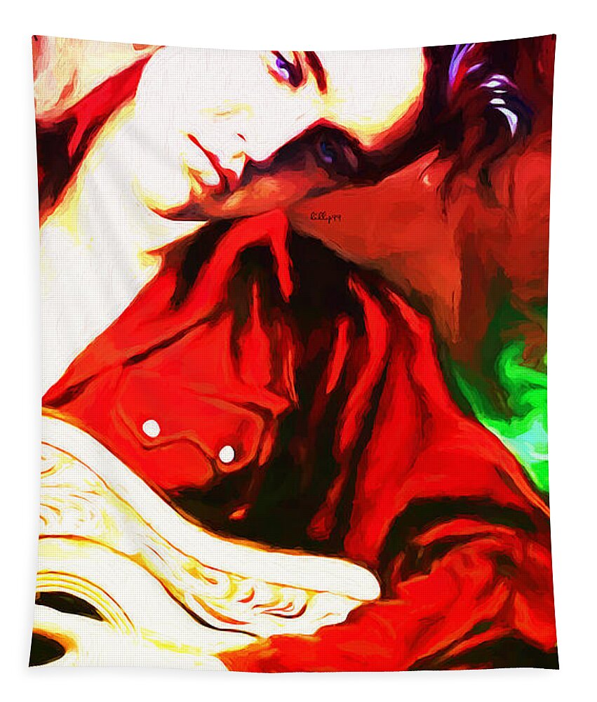 Paint Tapestry featuring the painting Elvis Presley paint by Nenad Vasic