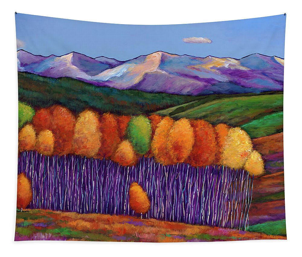 Aspen Trees Tapestry featuring the painting Elysian by Johnathan Harris