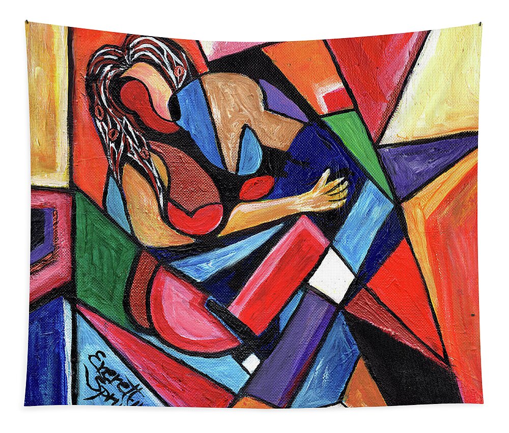 Everett Spruill Tapestry featuring the painting Embrace - #2 by Everett Spruill