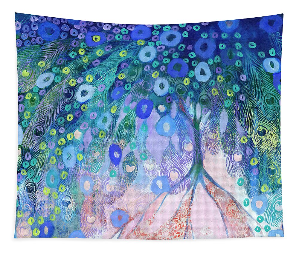 Tree Tapestry featuring the painting Embraced by Love by Jennifer Lommers