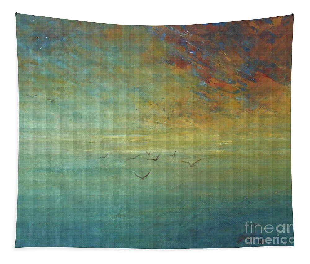 Emerald Infinite Tapestry featuring the painting Emerald Infinite by Jane See
