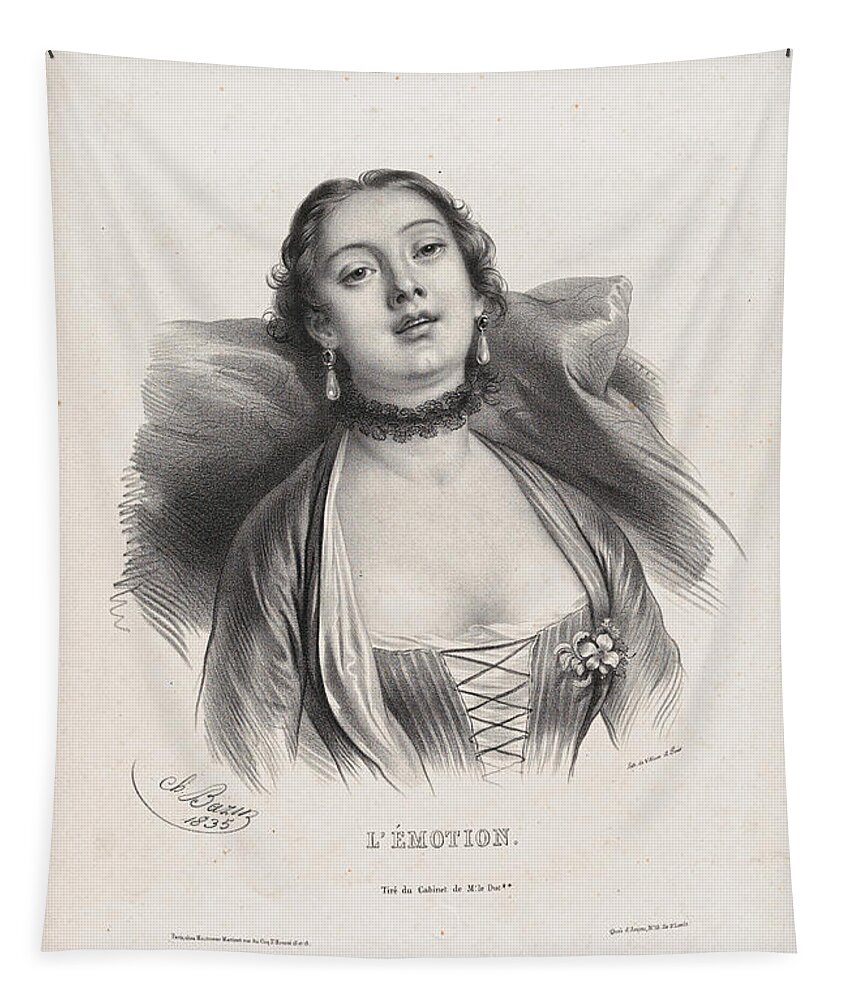 Charles-louis Bazin Tapestry featuring the drawing Emotion by Charles-Louis Bazin
