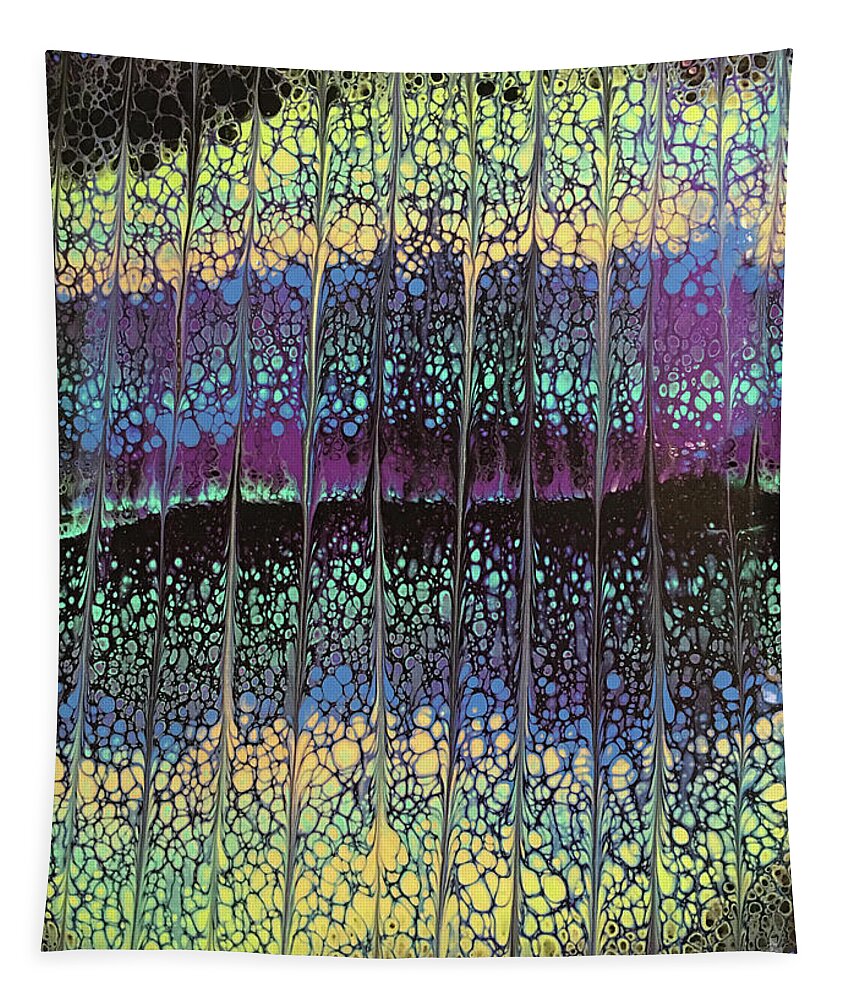 Poured Acrylic Tapestry featuring the painting Enchanted Forest by Lucy Arnold