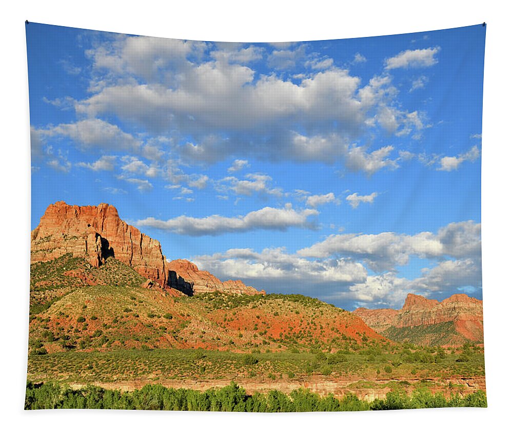 Zion National Park Tapestry featuring the photograph End of the Day over Zion National Park South by Ray Mathis