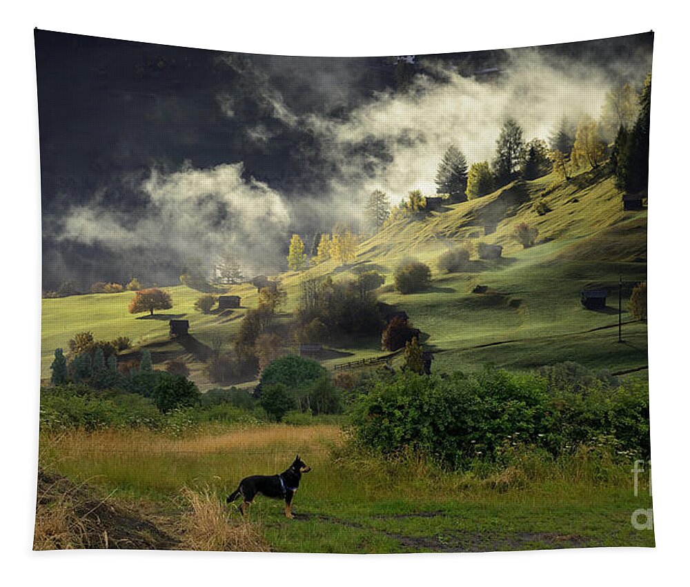 English Countryside Tapestry featuring the digital art English Countryside by Kathy Kelly