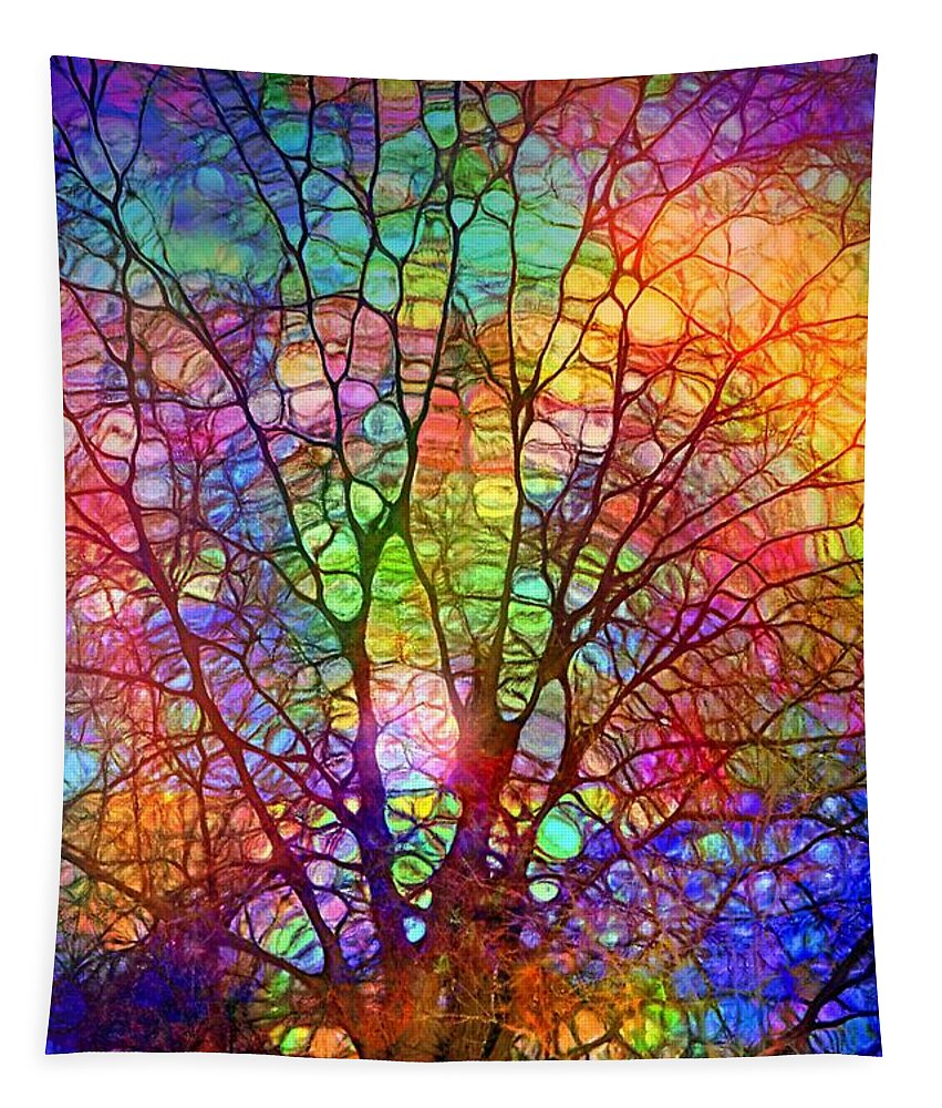 Tree Tapestry featuring the digital art Even the Tree is Glass on the Inside by Tara Turner