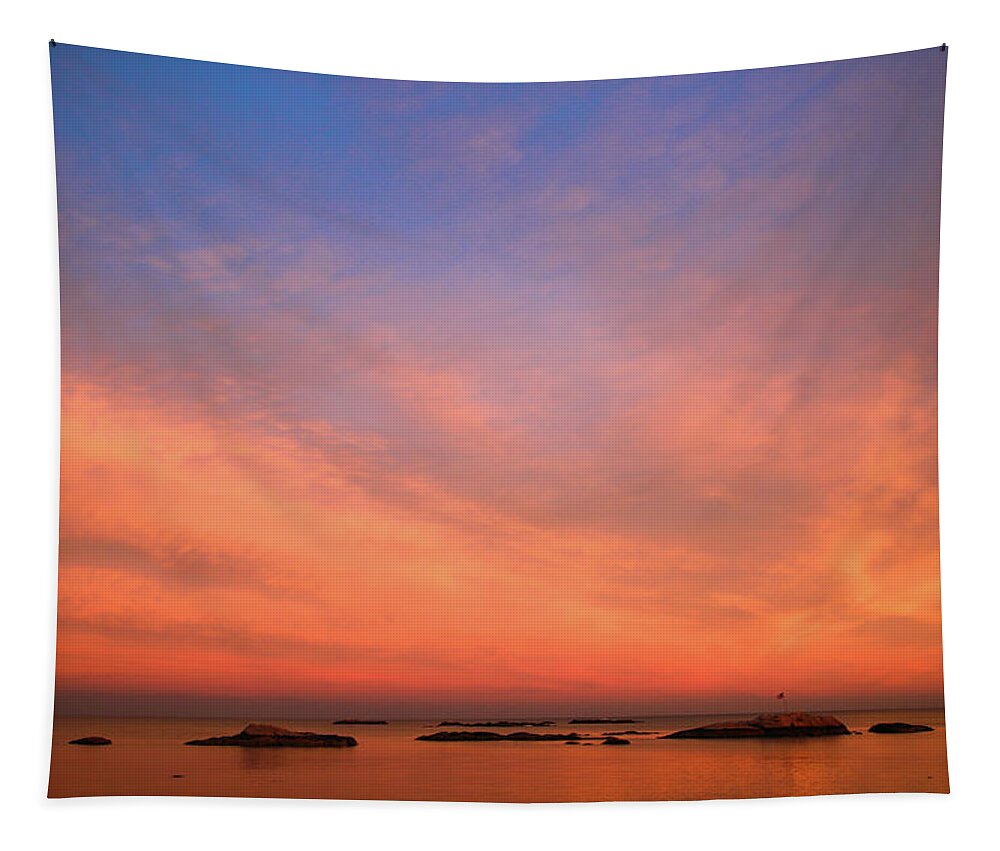 Scituate Tapestry featuring the photograph Evening at Minot Beach by Ann-Marie Rollo