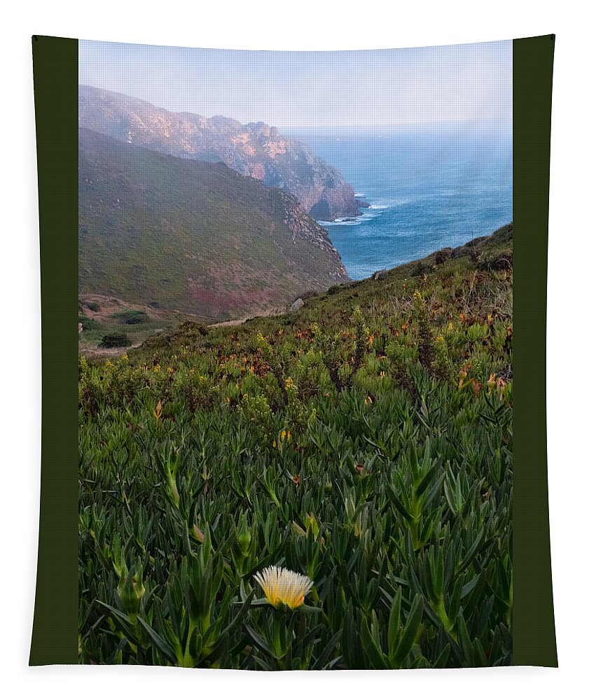 Evening Tapestry featuring the photograph Evening Fog at Cabo da Roca, Portugal by Roberta Kayne