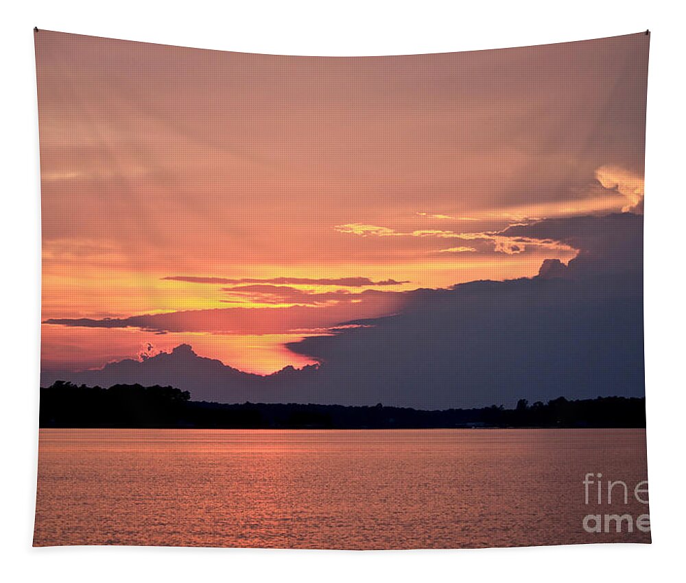 Sunset Tapestry featuring the photograph Evening on the River by Tim Lent