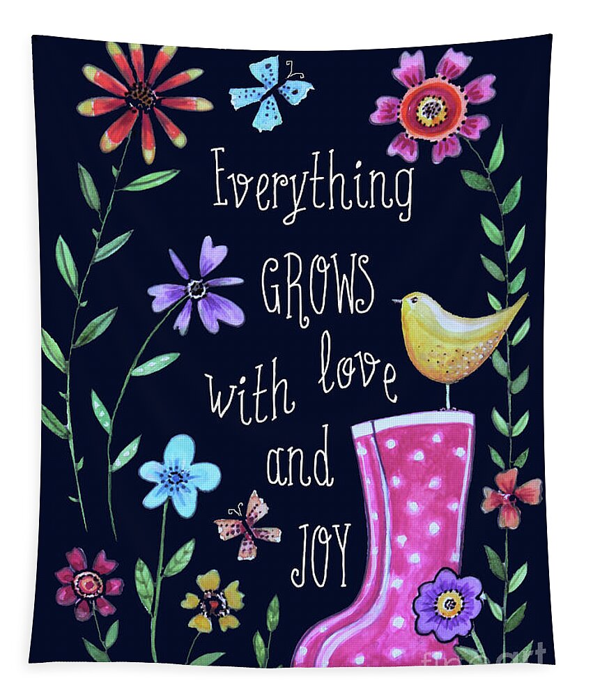 Love Tapestry featuring the painting Everything Grows With Love and Joy by Elizabeth Robinette Tyndall