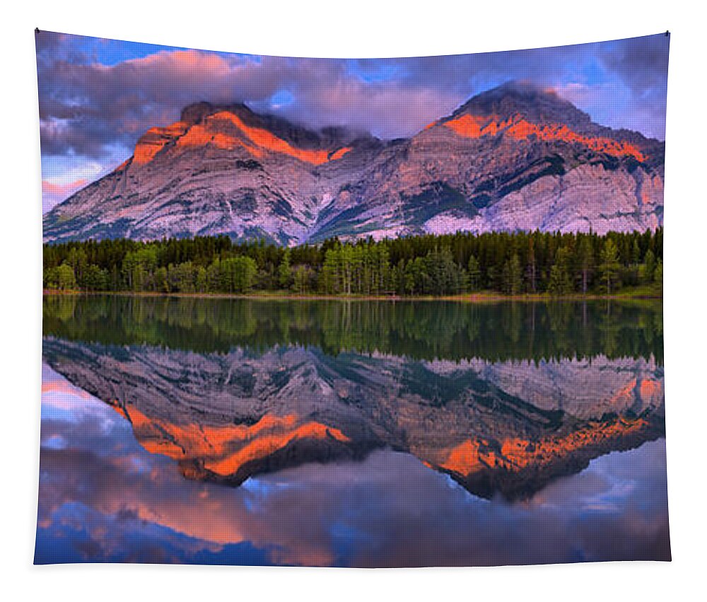 Wedge Pond Tapestry featuring the photograph Extra Wide Wedge Pond Sunrise Panorama by Adam Jewell