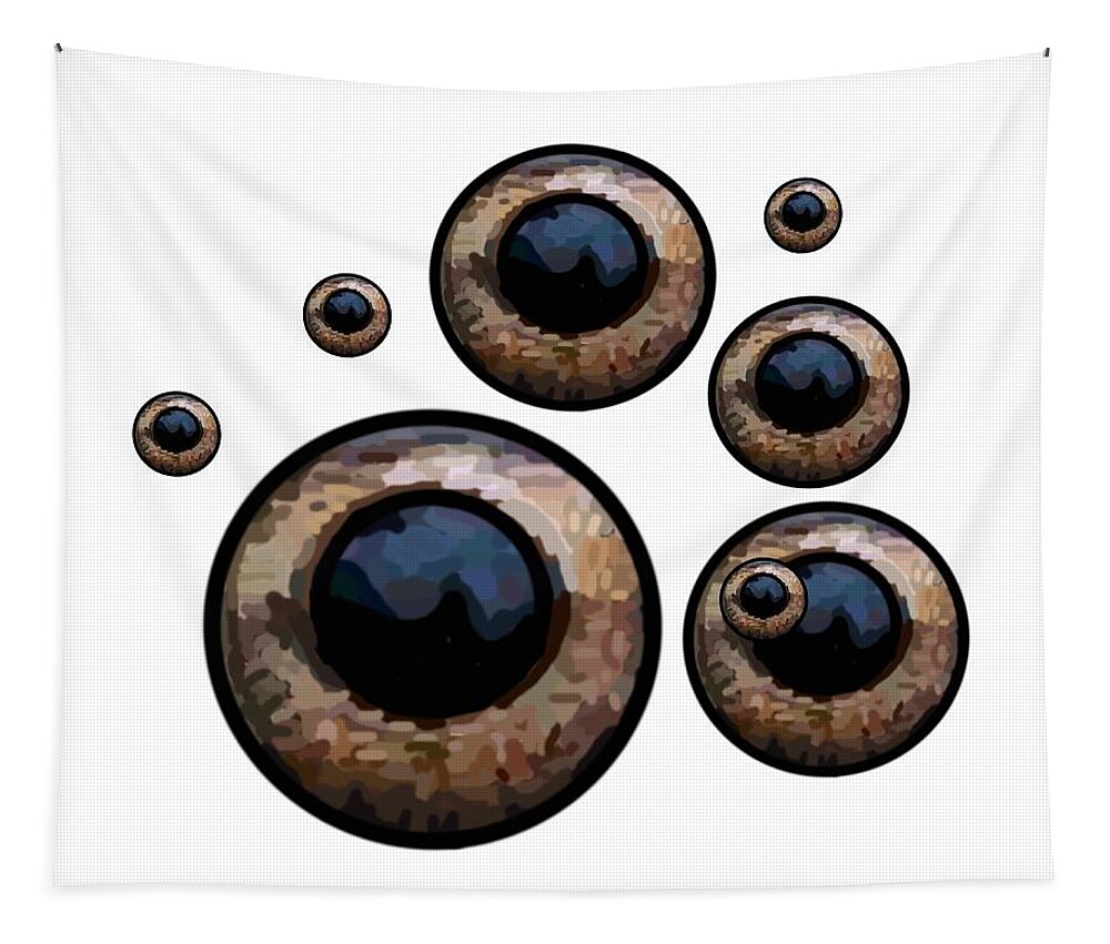 Modern Abstract Tapestry featuring the digital art Eyes Have It White by Joan Stratton