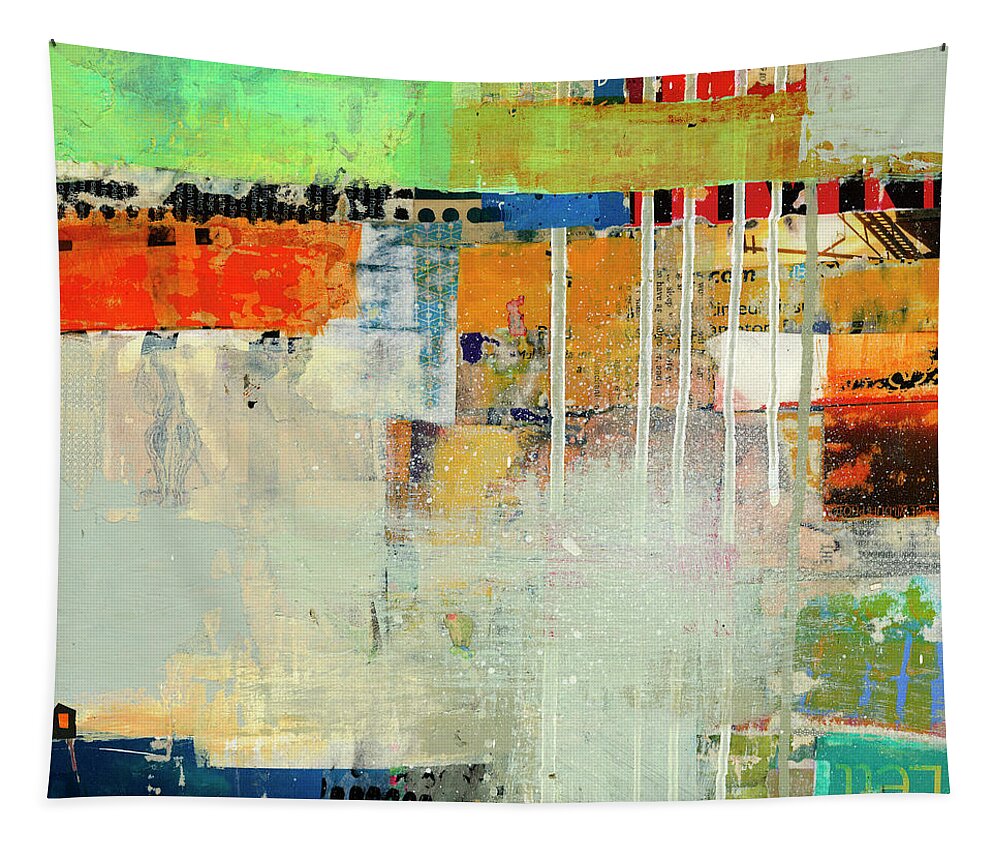 Abstract Art Tapestry featuring the painting Fact Check #10 by Jane Davies
