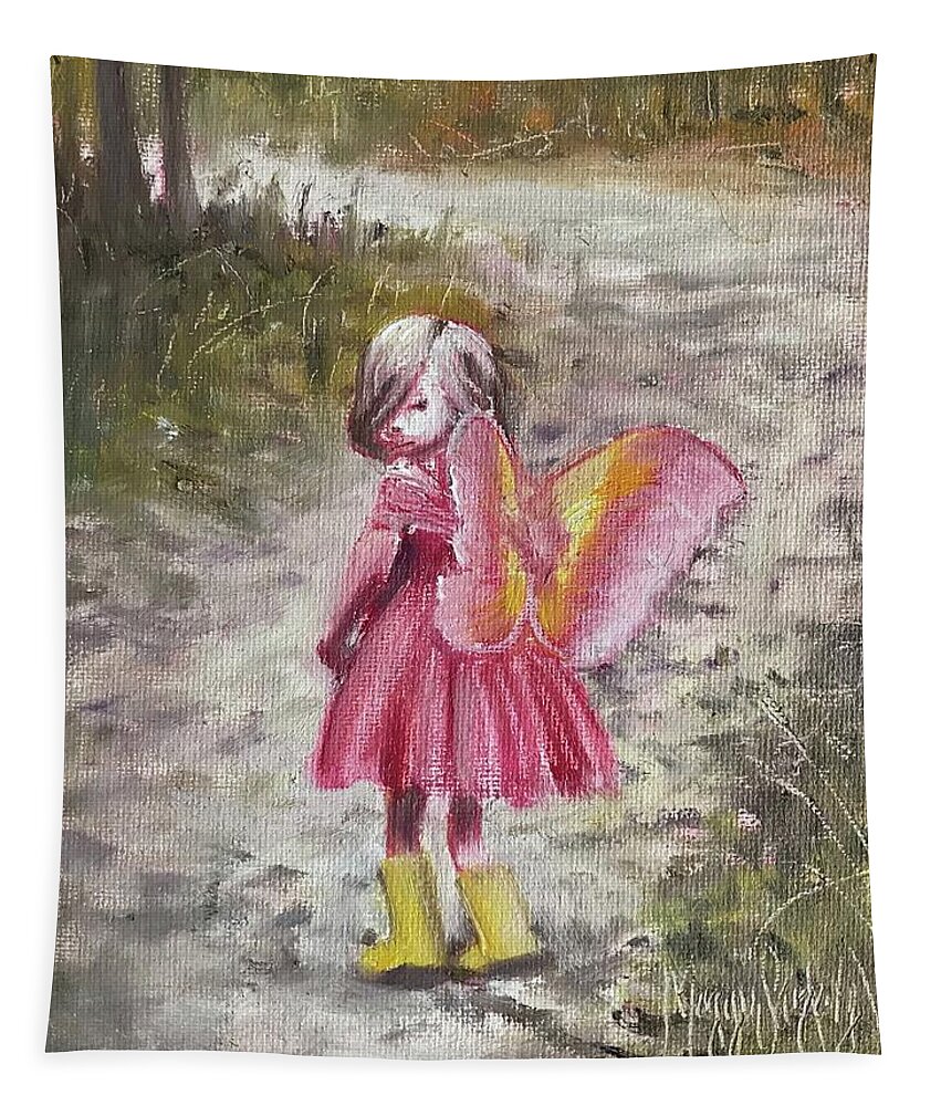 Impressionism Tapestry featuring the painting Fairy in boots by Maggii Sarfaty