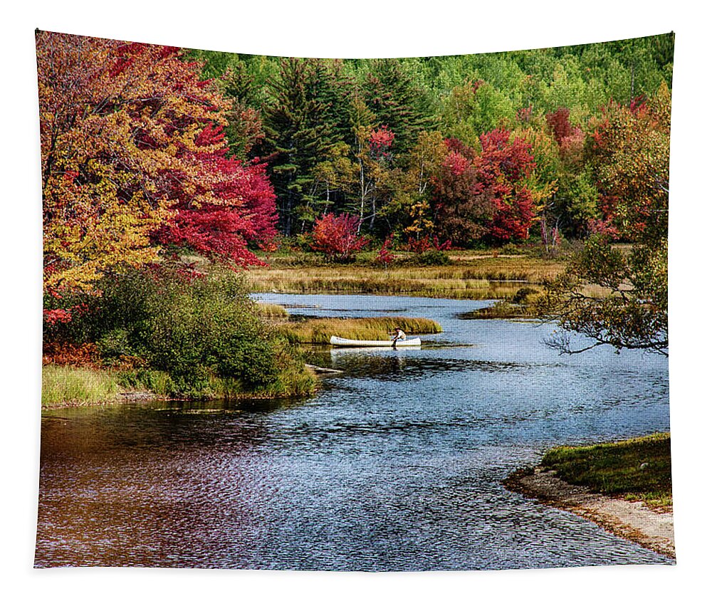 Landscape Tapestry featuring the photograph Fall colors in Baxter State Park by Jeff Folger