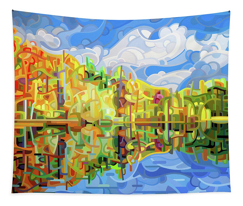 Abstract Tapestry featuring the painting Falling by Mandy Budan