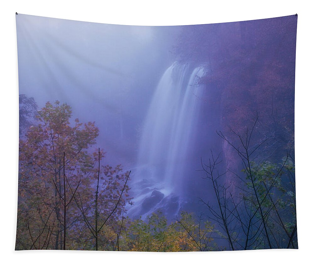 Fog Tapestry featuring the photograph Falling Springs Falls by Nunweiler Photography