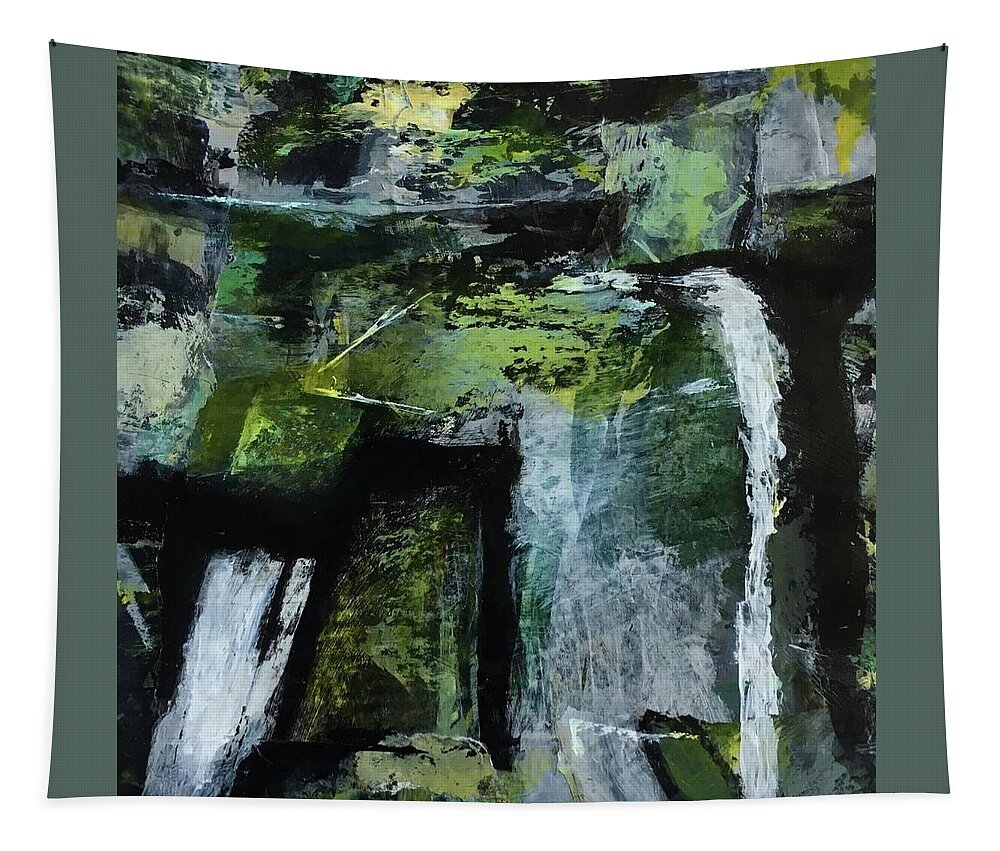 Contemporary Tapestry featuring the painting Falling Water by Mary Sullivan