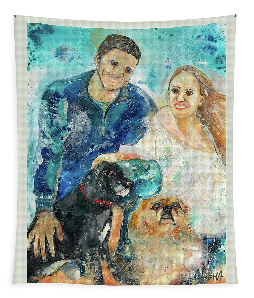  Tapestry featuring the painting Family by Kasha Ritter