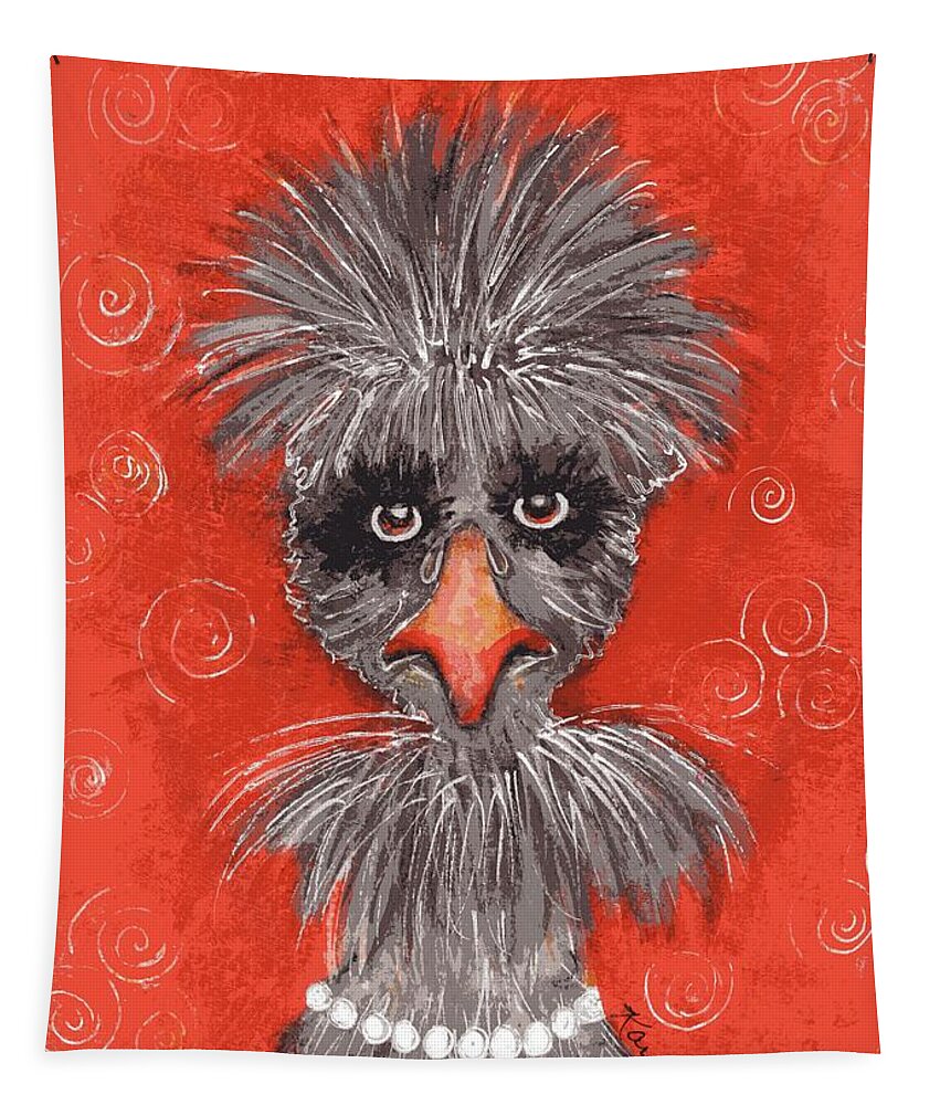 Chicken Tapestry featuring the painting Fancy Feathers by Karren Case