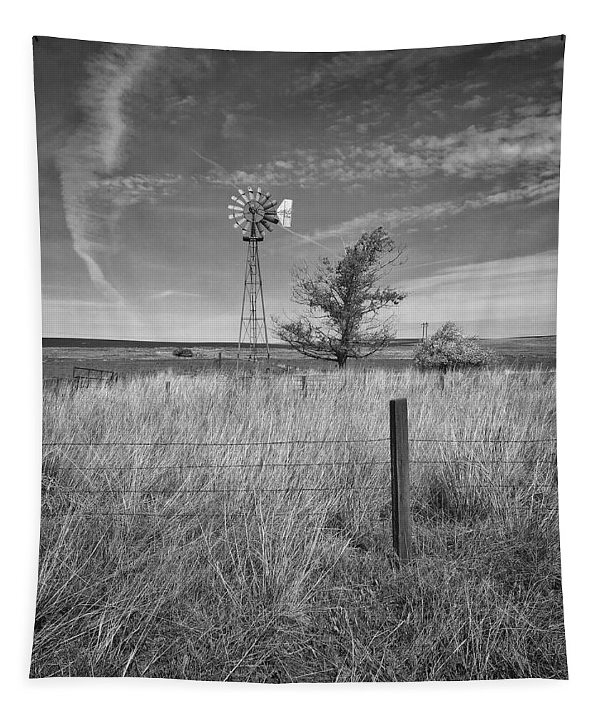 Country Tapestry featuring the photograph Mohler Windmill by Jerry Abbott