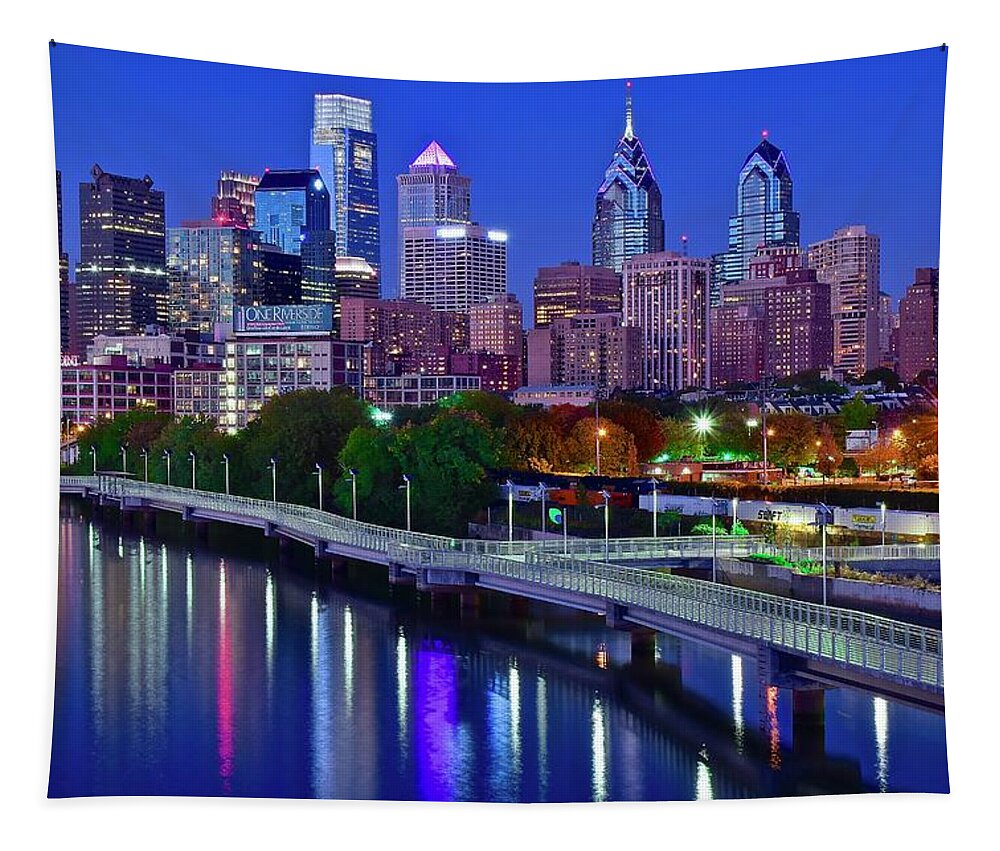 Philadelphia Tapestry featuring the photograph Favorite Philly Night Image by Frozen in Time Fine Art Photography