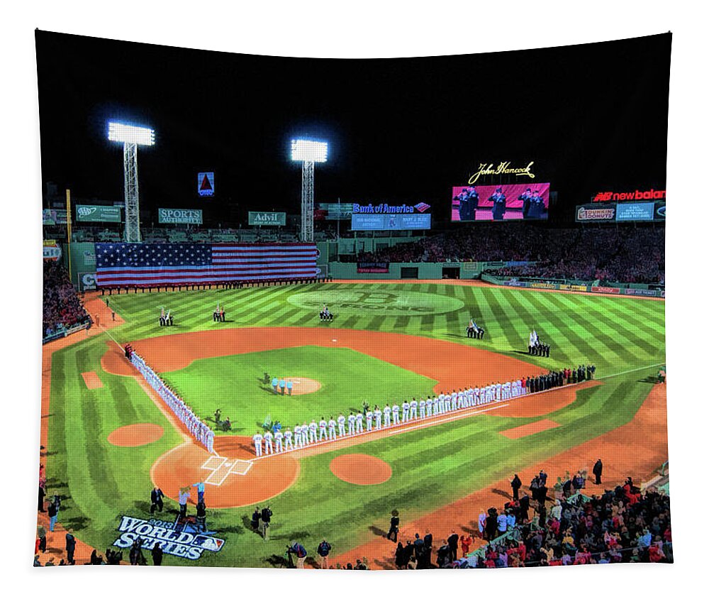 Fenway Park Tapestry featuring the painting Fenway Park Boston Red Sox Baseball Ballpark Stadium by Christopher Arndt