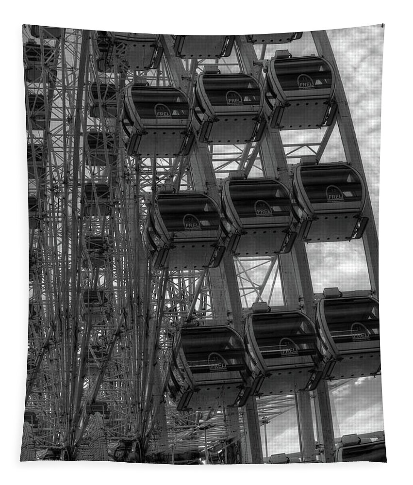 Ferris Wheel Tapestry featuring the photograph Ferris Wheel Monochrome Absrtact by Jeff Townsend