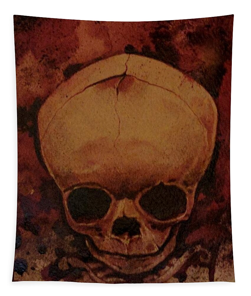 Ryan Almighty Tapestry featuring the painting Fetus Skeleton #2 by Ryan Almighty